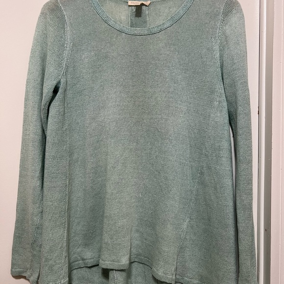 Eileen Fisher Top Womens Absinthe Linen Jersey Long Sleeve Crew Neck PM - Picture 6 of 8